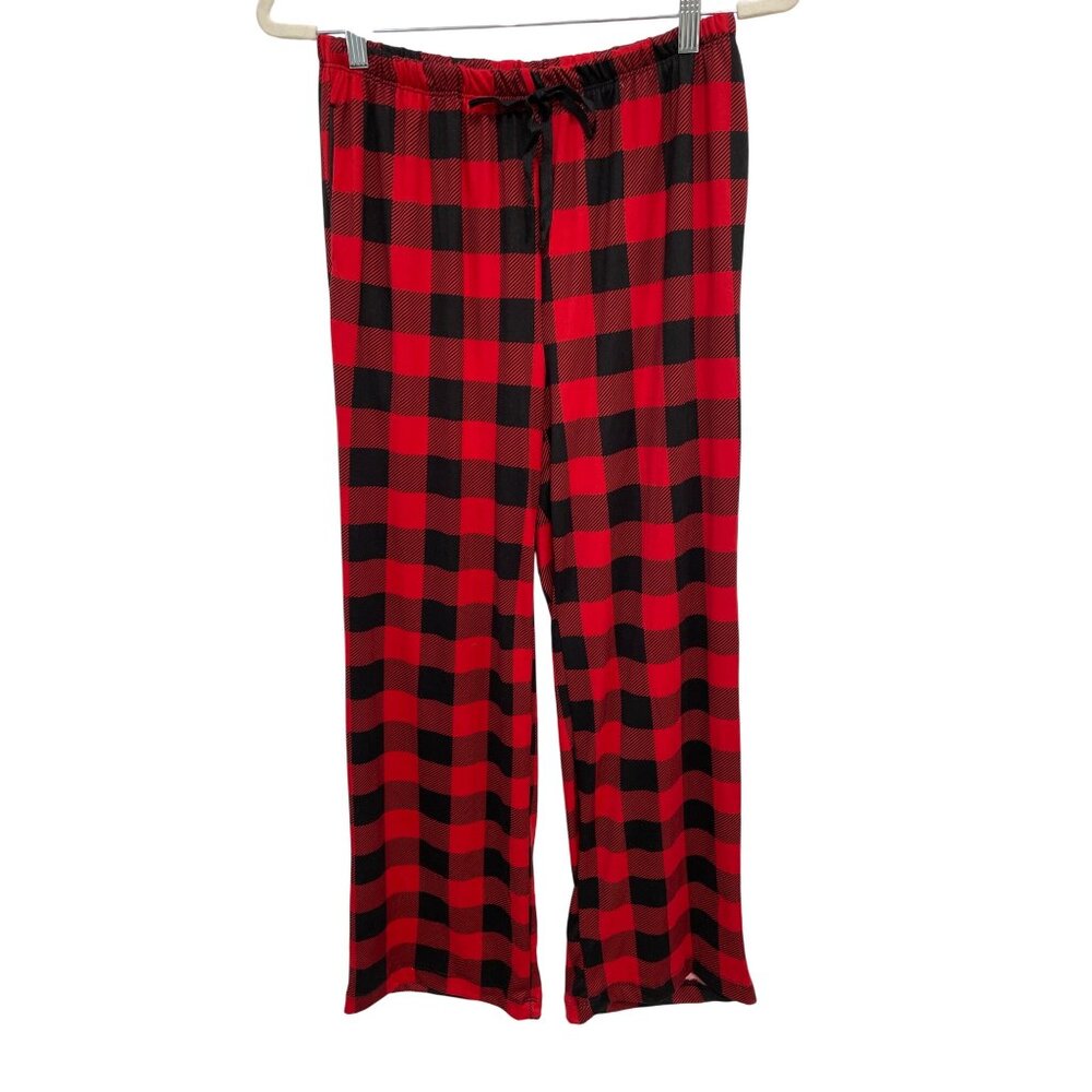 Blumin Plaid Pull On Lounge Pants Womens Medium Pajama Red Black Buffalo Plaid